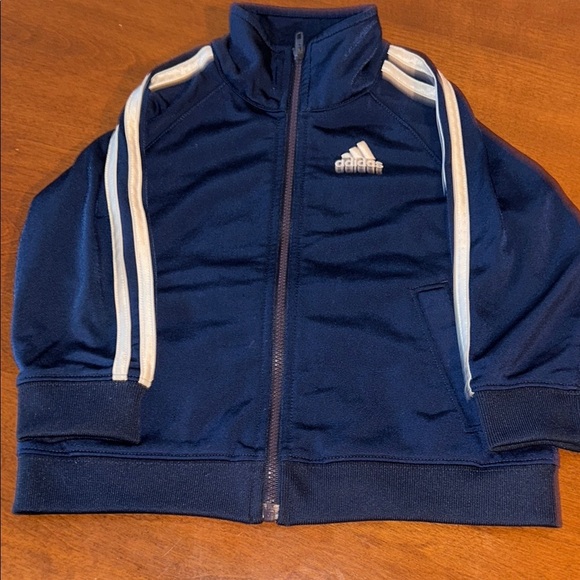 Baby Adidas Blue and White Sweatshirt with Classic Stripes - Picture 1 of 8